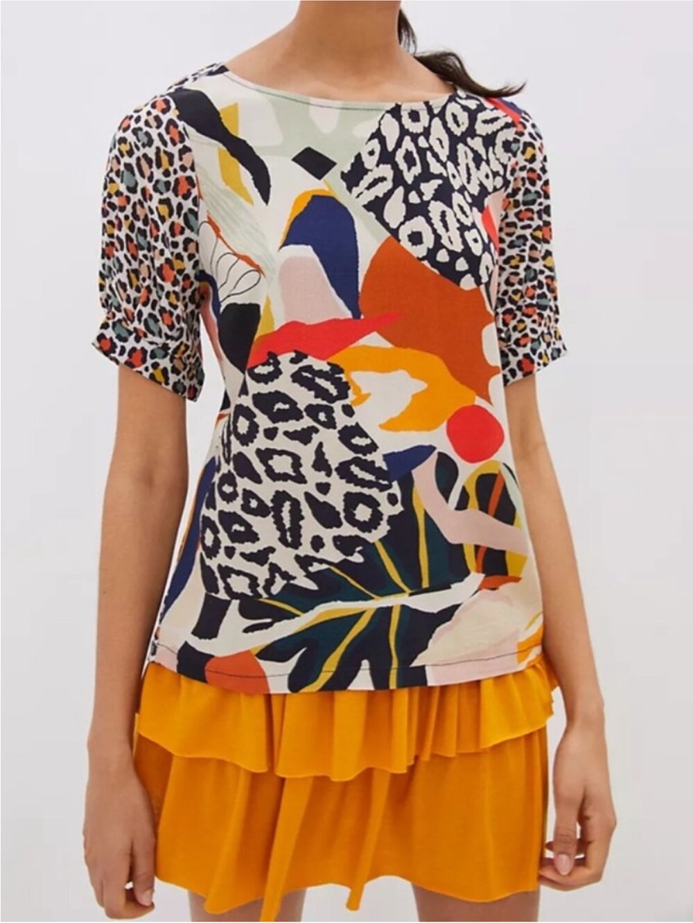Anthropologie Conditions Apply Elsa Mixed Animal Print Top